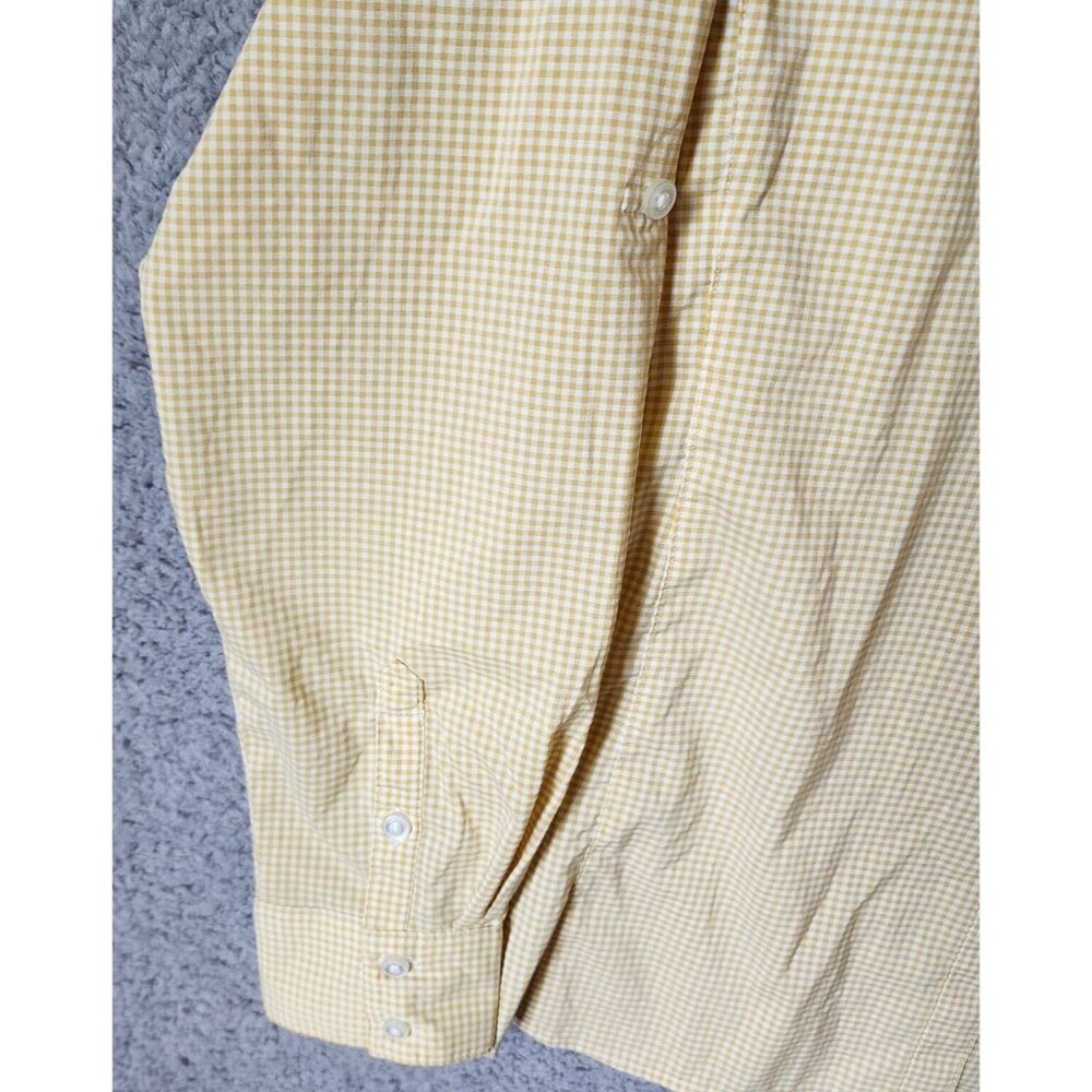 AriatTek Lightweight Long Roll Tab Sleeves Button Up Shirt Yellow Gingham Size L - Picture 6 of 13